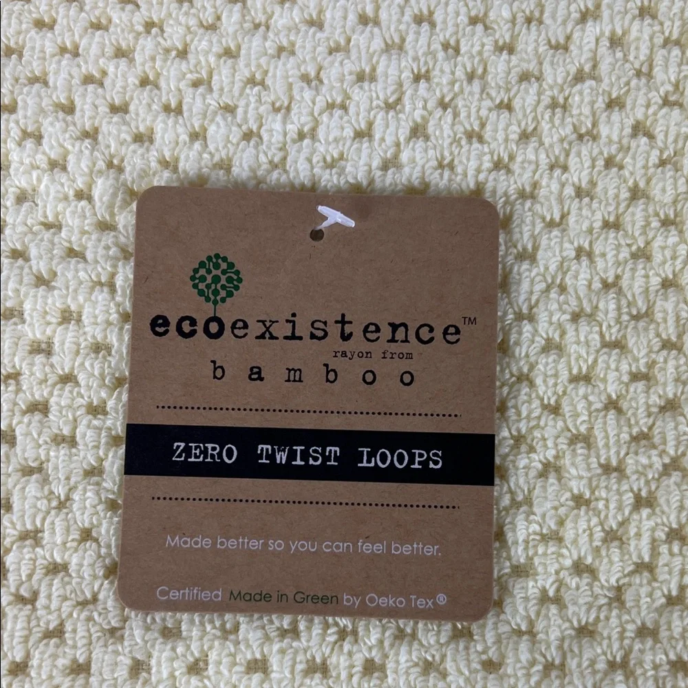 Ecoexistence Bamboo Bath Towels Yellow Zero Twist Soft Cotton Set of 2 NEW
